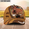 Joycorners Cow Brown Leather Farm Personalized Name 3D Hat