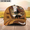 Joycorners Cow Brown Leather Farm Personalized Name 3D Hat