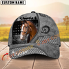 Joycorners Horse Gray Leather Woven Personalized Name 3D Hat