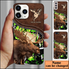 Joycorners Moose Hunting Leather Pattern Personalized Name Phone Case (4 colors)