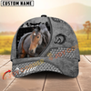 Joycorners Horse Gray Leather Woven Personalized Name 3D Hat