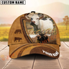 Joycorners Cow Brown Leather Farm Personalized Name 3D Hat