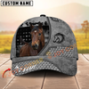Joycorners Horse Gray Leather Woven Personalized Name 3D Hat