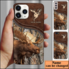 Joycorners Moose Hunting Leather Pattern Personalized Name Phone Case (4 colors)