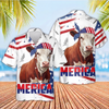 Joycorners Funny Merica Cows USA Sunglasses Patriotic 3D Hawaiian Shirt (10 Breeds)