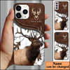 Joycorners Elk Hunting Leather Pattern Personalized Name Phone Case (4 colors)