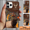 Joycorners Elk Hunting Leather Pattern Personalized Name Phone Case (4 colors)