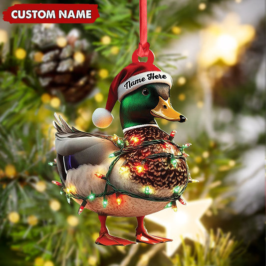 Joycorners Personalized Duck Acrylic Christmas Ornament – Funny Custom Hunting Tree Decoration For Hunters MT1111