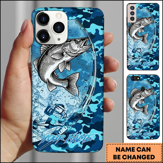 Joycorners Walleye Fishing Phone Case Fishing Camo Phone Case Personalized Name