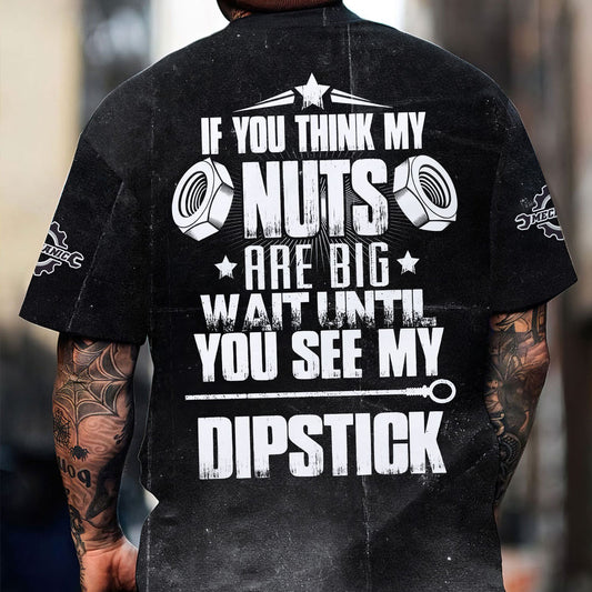 Joycorners Custom Name Vintage Mechanic Shirt If You Think My Nuts Are Big Wait Until You See My Dipstick T Shirt PT2609