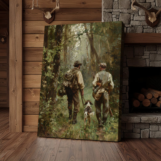 Joycorner Hunters with Dog Deep Forest Traditional Painting Canvas