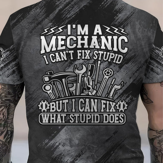 Joycorners Vintage Mechanic Unisex T Shirt I'm A Mechanic I Can't Fix Stupid Shirt All Over Print PT2609