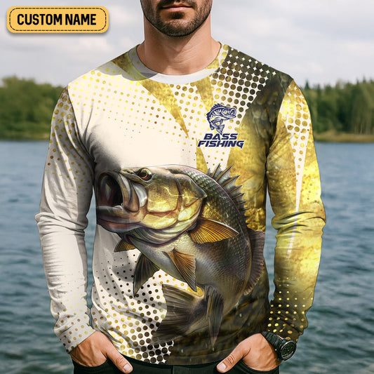 Joycorners Bass Fishing Shirt, SPF Shirt For Men, Custom Fishing Shirt, Gift For Fisherman, Mens Casual Shirts