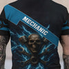 Joycorners Personalized Mechanic Shirt, Skull Engine Piston Wrench Lighting Design, Mechanic Uniforms, Gift For Men PT2609