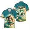Joycorners Bigfoot's New Ride Shark Surfing Fishing UPF Shirts, Funny Fishing Shirt, Presents For Fishermen
