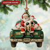 Joycorners Christmas Farm Truck Santa & Cows Ornament, Custom Name Acrylic Ornament (9 Breed Options)
