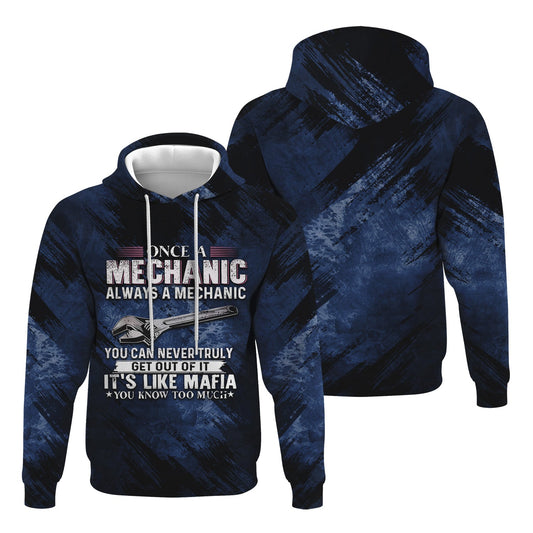Joycorners Once A Mechanic Always A Mechanic Hoodie Funny Printed Vintage Mechanic Unisex Hoodie with Color Options PT2609