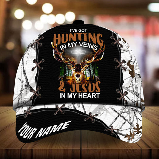 Joycorners I've Got Hunting In My Heart Jesus In my Veins 3D Multicolor Personalized Cap