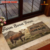 Joycorner Farm Sweet Farm Cow Doormat, Rustic Barn Landscape, Custom Farm Name Welcome Mat (9 Breeds)