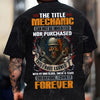 Joycorners Mechanic Skull Shirt, The Title Mechanic Can Not Be Inherited Nor Purchased Shirt, T-Shirt for Mechanics, Gearheads & Auto Workers PT2609