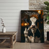 Joycorner Holstein Smoking Cow Flipping Finger Attitude Wall Art Custom Name Rustic Canvas