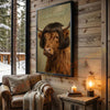 Joycorners Whimsical Highland Farm Cow Portrait Personalized Name Canvas