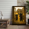 Joycorners Black Angus Cows at Wooden Window Country Barn Wrapped Canvas Wall Art