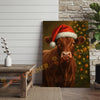 Joycorner Red Angus Cow Santa Hat Christmas Tree 3D Wrapped Canvas