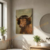 Joycorners Whimsical Highland Farm Cow Portrait Personalized Name Canvas