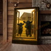 Joycorners Black Angus Cows at Wooden Window Country Barn Wrapped Canvas Wall Art