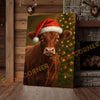 Joycorner Red Angus Cow Santa Hat Christmas Tree 3D Wrapped Canvas