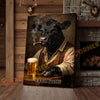 Joycorners Cattle Cow Farmhouse Black Angus Cow Drinking Beer Personalized Name Canvas