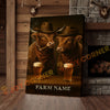 Joycorner Highland Cow Cowboy Beer Bar – Personalized Farm Name 3D Wrapped Canvas