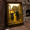 Joycorners Black Angus Cows at Wooden Window Country Barn Wrapped Canvas Wall Art