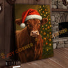 Joycorner Red Angus Cow Santa Hat Christmas Tree 3D Wrapped Canvas
