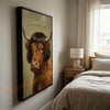 Joycorners Whimsical Highland Farm Cow Portrait Personalized Name Canvas