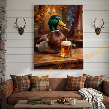 Joycorner Mallard Duck Tavern Beer Mug Cigar 3D Wrapped Canvas