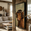 Joycorners Whimsical Highland Farm Cow Portrait Personalized Name Canvas