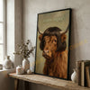 Joycorners Whimsical Highland Farm Cow Portrait Personalized Name Canvas