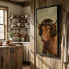 Joycorners Whimsical Highland Farm Cow Portrait Personalized Name Canvas