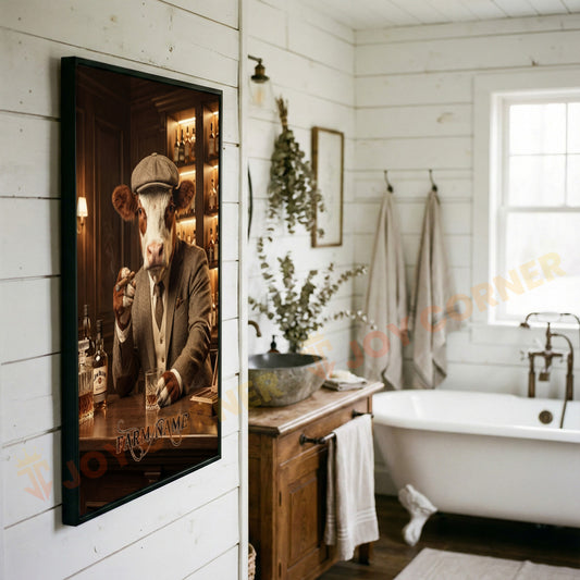 Joycorners Hereford Gentleman Whiskey Bar Vintage Suit Art Personalized Name Wall Art Canvas