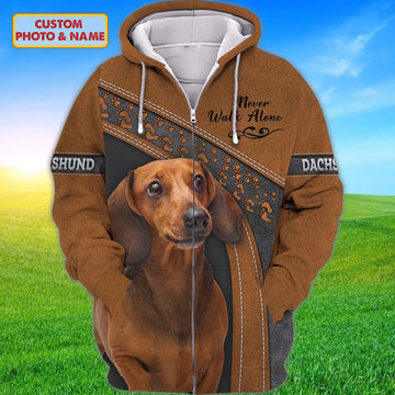 Joycorners Dachshund Love Never Walk Alone Brown Custom Name And Dog 3D Full Print Shirts