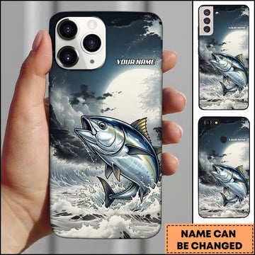 Joycorners Tuna Fishing Moon Ocean Splash Personalized Name Phone Case