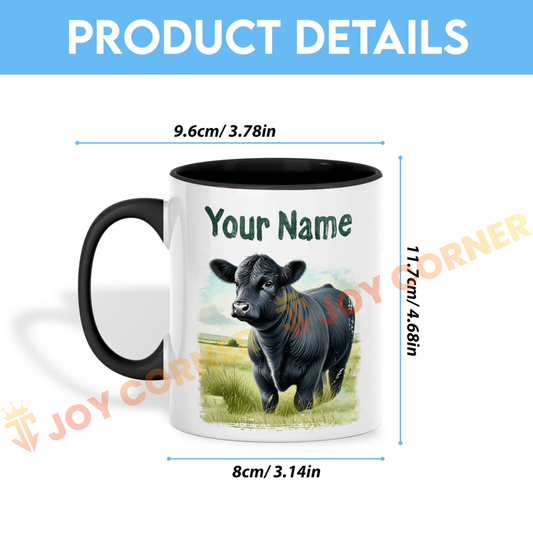 Joycorners Black Angus Personalized Name Two Tone Mug