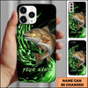 Joycorners Fishing Green Flame Energy Personalized Name Phone Case (10 Fish Species)