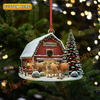 Joycorners Cattle Red Christmas House  Cow Family Ornament, Acrylic Ornament (8 Breed Options)