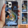 Joycorners Fishing Blue Flame Smoke Line Premium Style Sport Personalized Name Phone Case (8 Fish Species)