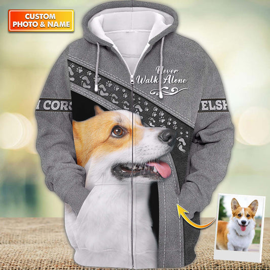 Joycorners Welsh Corgi Lover Never Walk Alone 3D Custom Name And Dog Full Print Shirts