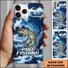 Joycorners Fishing Blue Water Wave Premium Style Sport Personalized Name Phone Case (8 Fish Species)