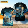 Joycorners Never Give Up On Your Dreams Funny Skeleton Fishing UPF Shirts, Fishing Gifts For Men, Men's Fishing Shirt